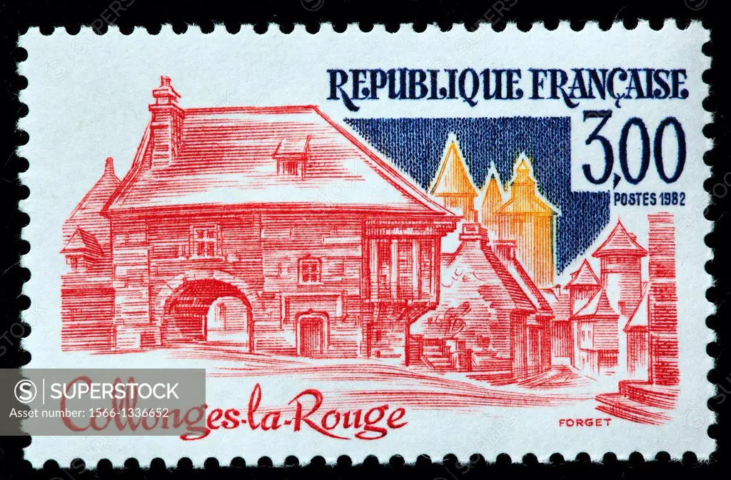 Collonges la Rouge, postage stamp, France, 1982
