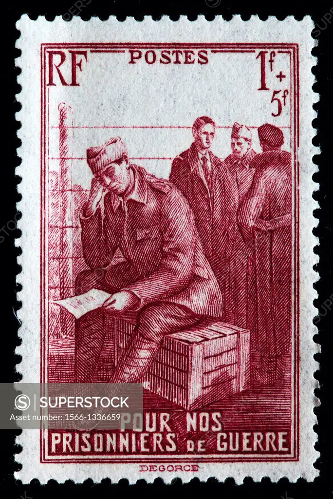 Prisoners of War, postage stamp, France, 1941