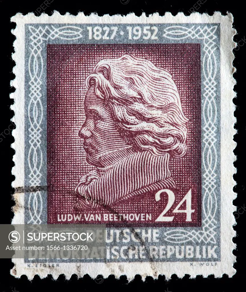 Ludwig van Beethoven, postage stamp, Germany, 1952