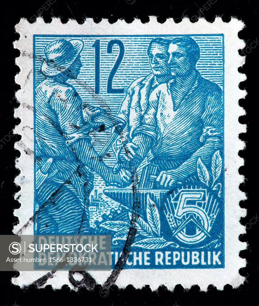 Worker, peasant and intellectual, postage stamp, Germany, 1953