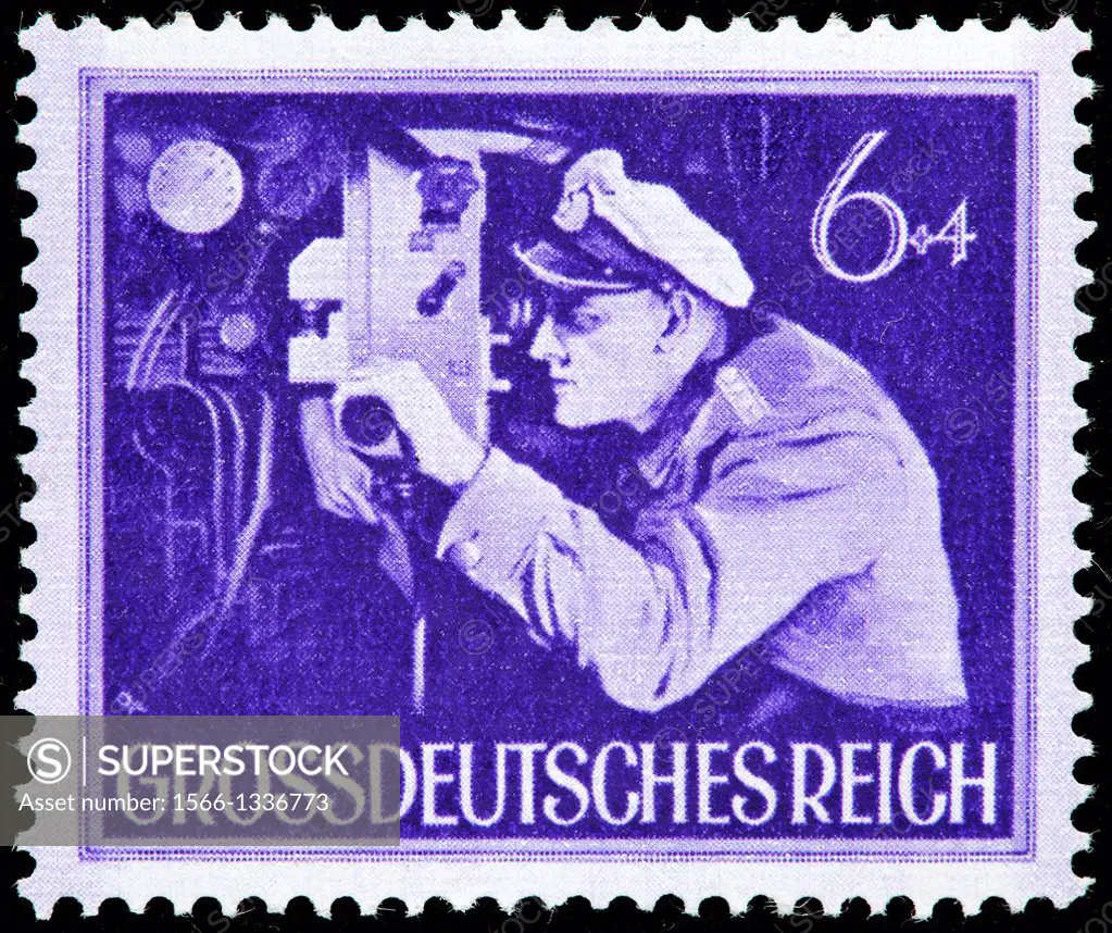 Submarine officer, postage stamp, Germany, 1944