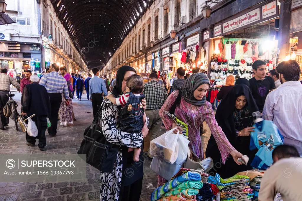 Arab women shopping in Al Hamidiyah Souq, Damascus, Syria.