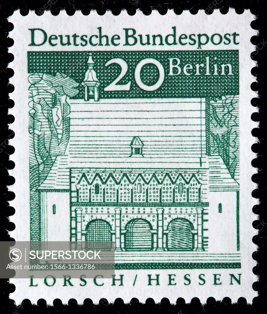 Carolingian gatehall, Lorsch, Hesse, postage stamp, Germany, 1966