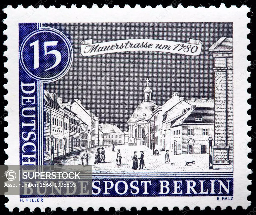 Mauer Street, 1780, postage stamp, Germany, 1962