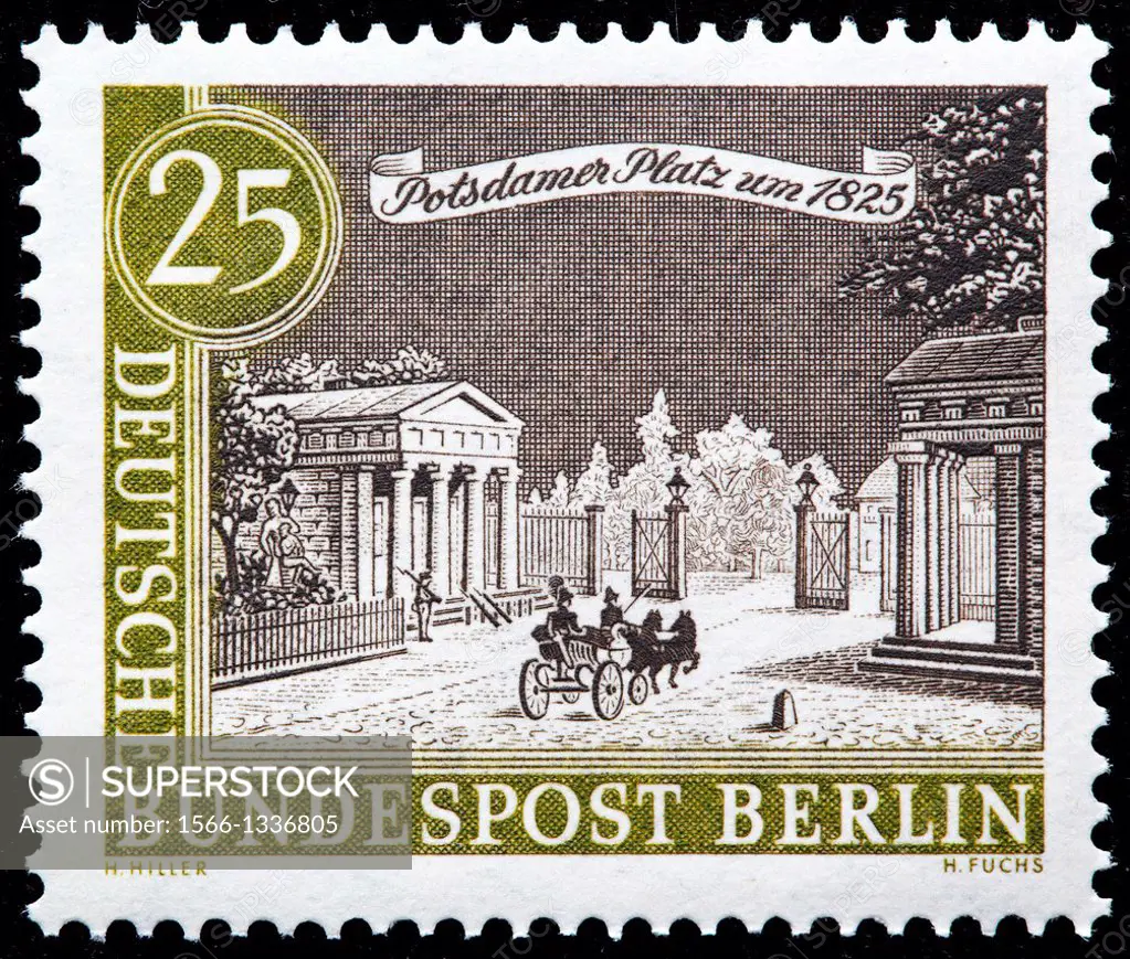 Potsdam Square, 1825, postage stamp, Germany, 1962