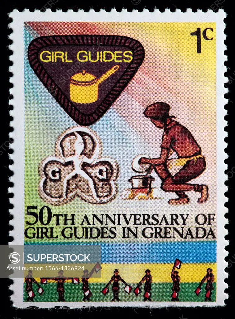 50th anniversary of girl guides, postage stamp, Grenada, 1976