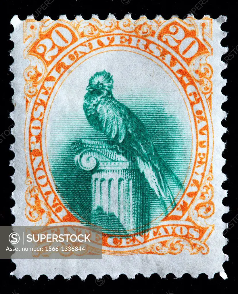 Quetzal, postage stamp, Guatemala, 1881