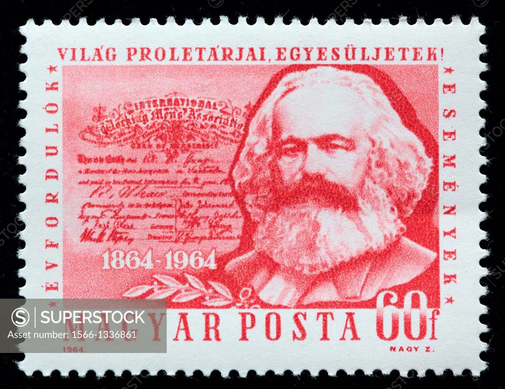 Karl Marx, postage stamp, Hungary, 1964