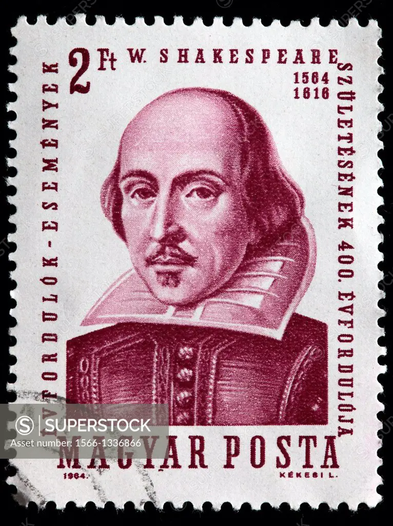 William Shakespeare, postage stamp, Hungary, 1964
