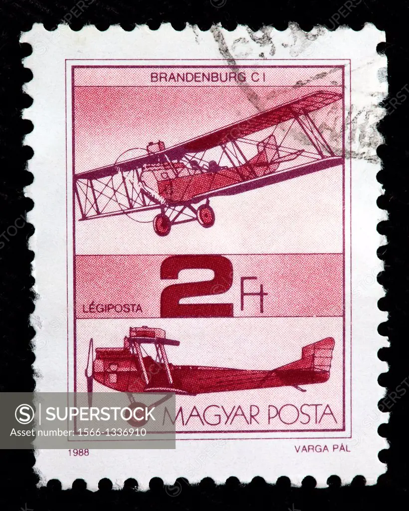 Aircraft, postage stamp, Hungary, 1988