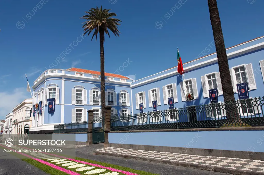 The presidential palace of the Government of the Autonomous Region of the Azores, in Ponta Delgada. Azores islands, Portugal.