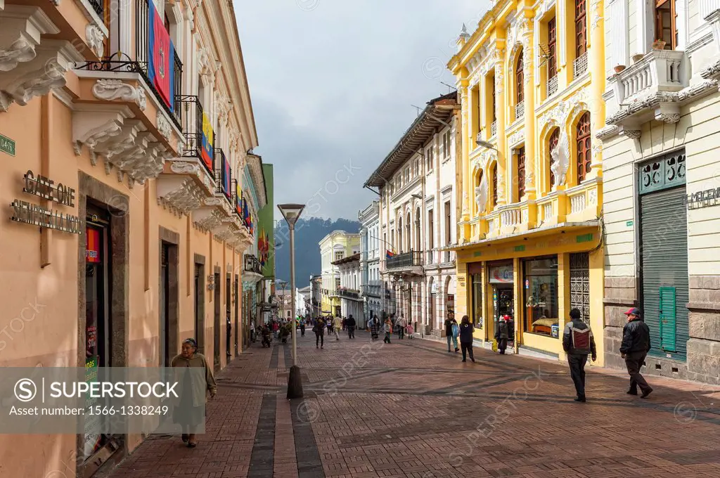 Algodon street, Quito Historical center, Pichincha Province, Ecuador, Unesco World Heritage Site.
