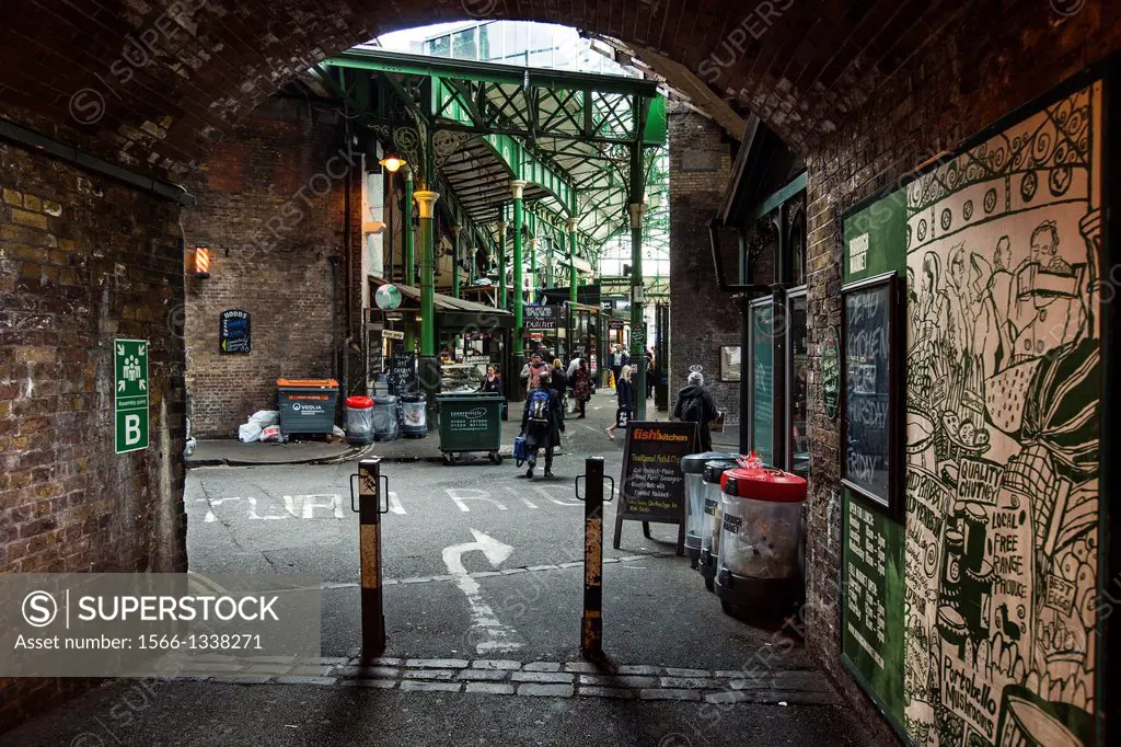 Inside Borough market arch, London, UK