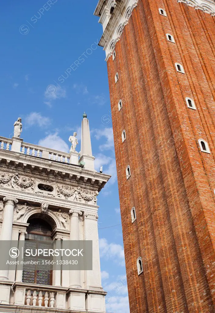 Biblioteca Nazionale Marciana, National Library of St Mark's, Bell Tower or Campanile, San Marcos square, Saint Marks Square, St Mark´s square, Venice...