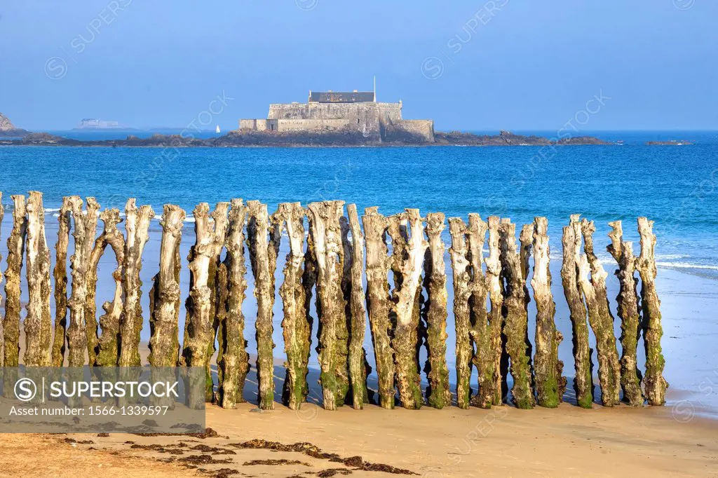 Fort National, Saint Malo, Ille-et-Vilaine, Brittany, France.