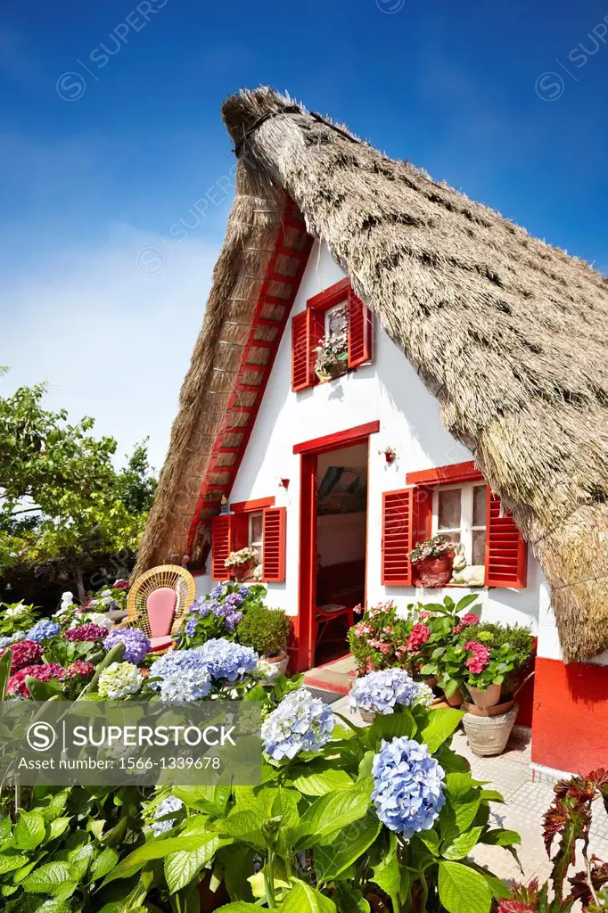Traditional Madeirense home palheiros - Santana, Madeira, Portugal.