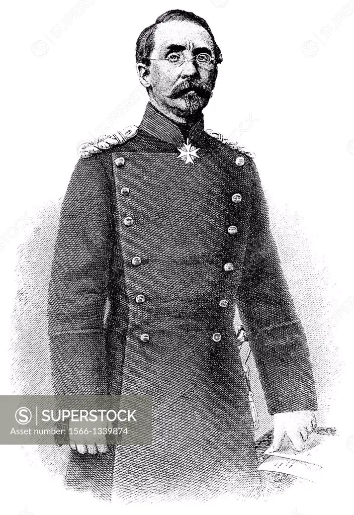 August Karl Friedrich Christian von Goeben, 1816-1880, Prussian General, Franco-Prussian War or Franco-German War, 1870-1871, between the French Empir...