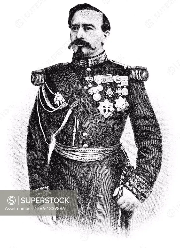 Charles-Denis-Sauter Bourbaki, 1816-1897, French general in the Franco-Prussian War or Franco-German War, 1870-1871, between the French Empire and the...