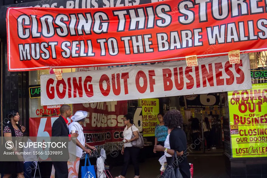 Store closing along 125th Street in Harlem in New York