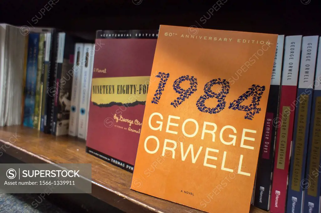 Copies of Geroge Orwell´s book ´´1984´´ are seen on the shelves of a bookstore in New York. Sales of the George Orwell novel of a totalitarian future,...