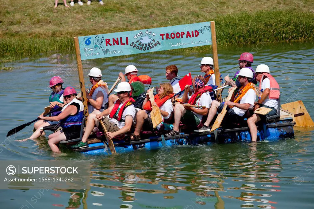The Annual Lewes to Newhaven Raft Race On The River Ouse, Lewes, Sussex, England.