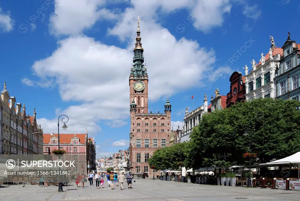 Historic Old Town of Gdansk with the town hall on Long Market - Caution: For the editorial use only. Not for advertising or other commercial use!.