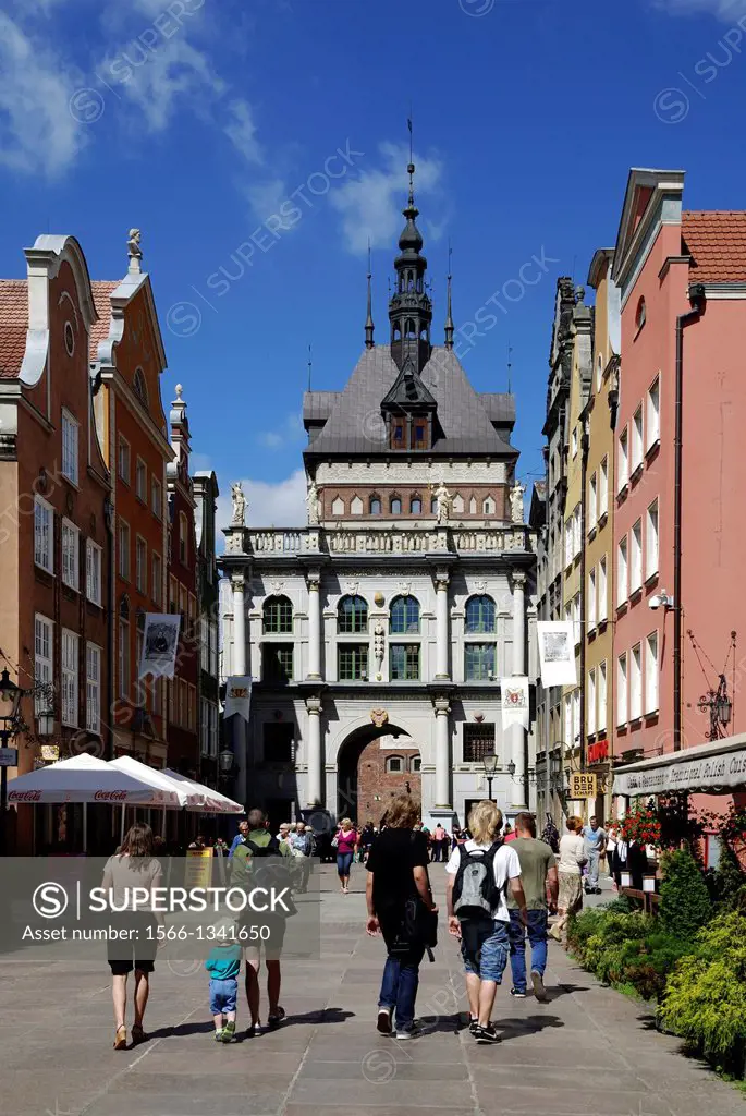 Historic Old Town of Gdansk with the Golden Gate in the Long Lane - Caution: For the editorial use only. Not for advertising or other commercial use!.