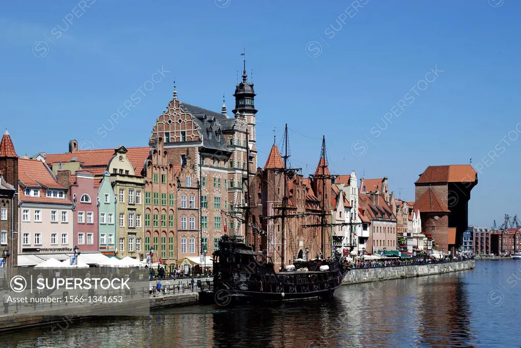 Historic Old Town of Gdansk with the old Harbor on the Motlawa - Caution: For the editorial use only. Not for advertising or other commercial use!.