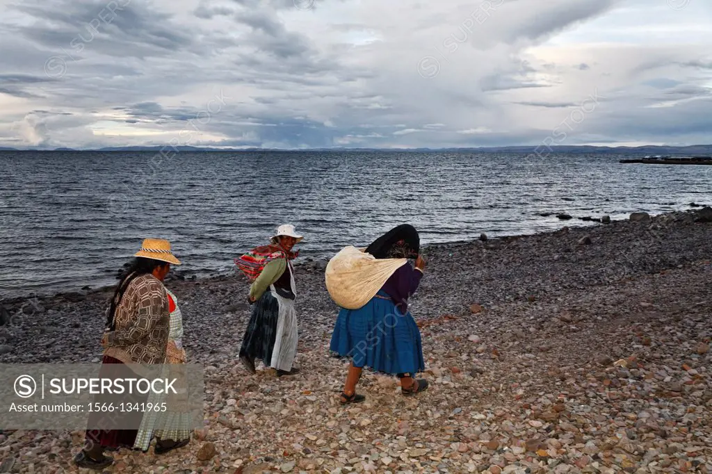 amantani island in titicaca lake. peru.