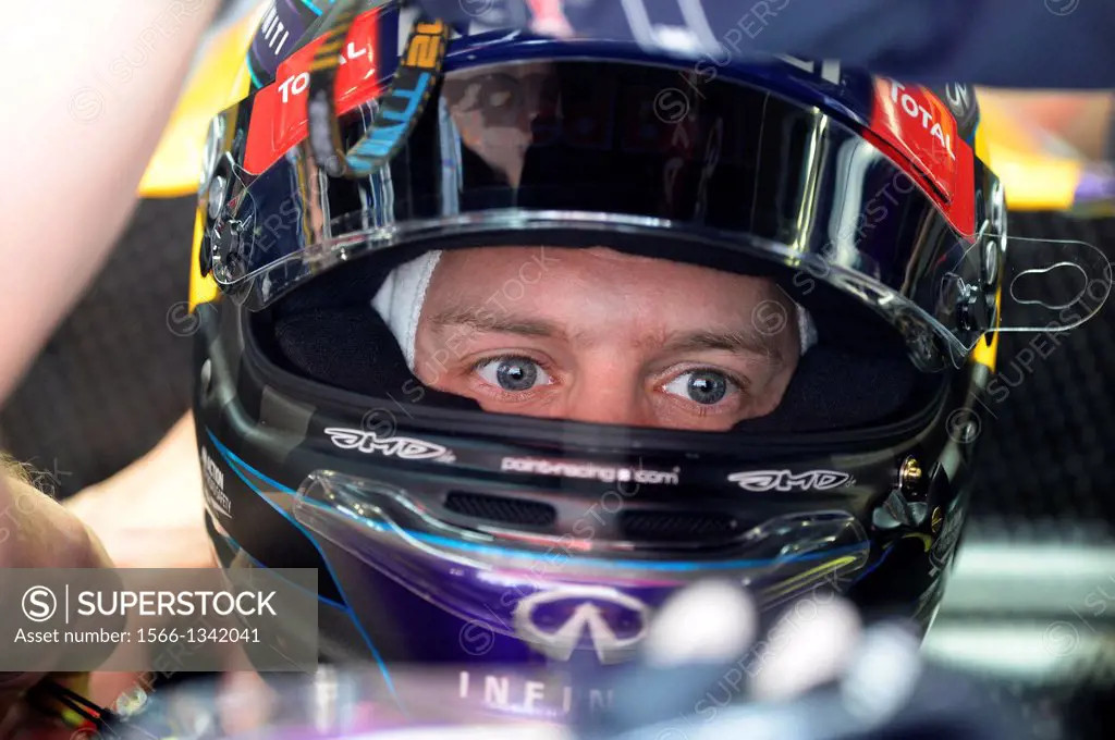 Sebastian Vettel (GER),Red Bull Racing RB9 in the cockpit of his race car during the Formula One Grand Prix of Spain on Circuit de Catalunya race trac...