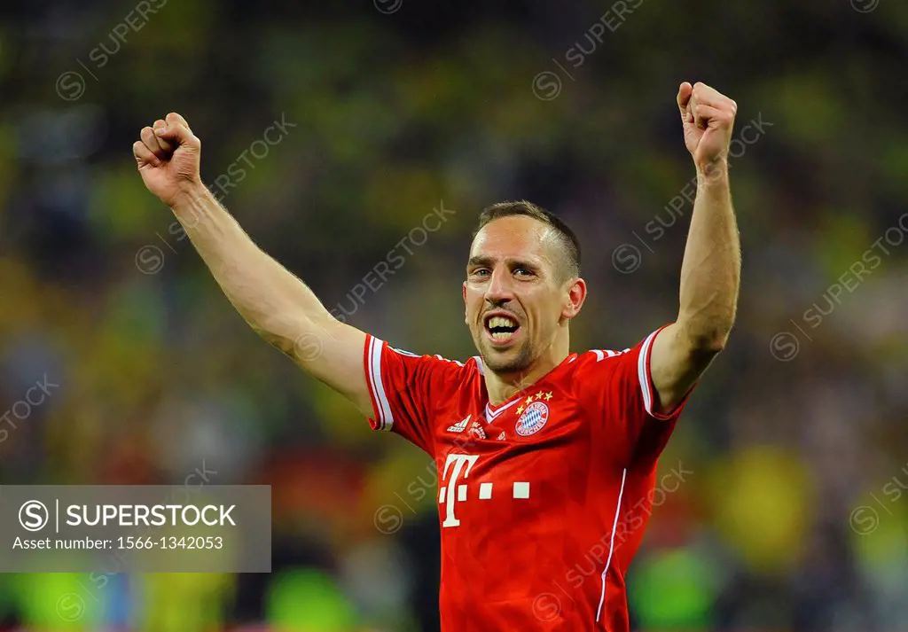 Franck Ribery (FC Bayern Muenchen) celebrates after the UEFA Champions League Final between Bayern Munich and Borussia Dortmund in Wembley Stadium on ...