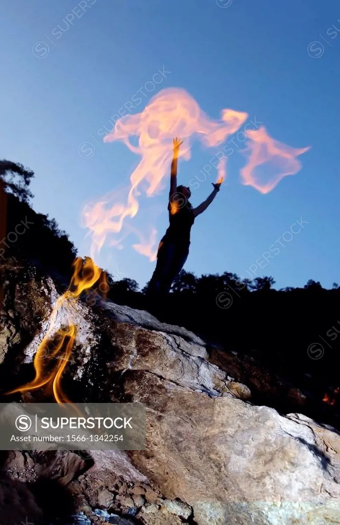 Burning gas vents, Chimeras, Mount Chimaera, Lycia, Turkey, Western Asia.