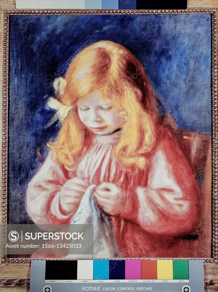 Jean Renoir sewing, 1899-1900, by Pierre Auguste Renoir, 1841-1919