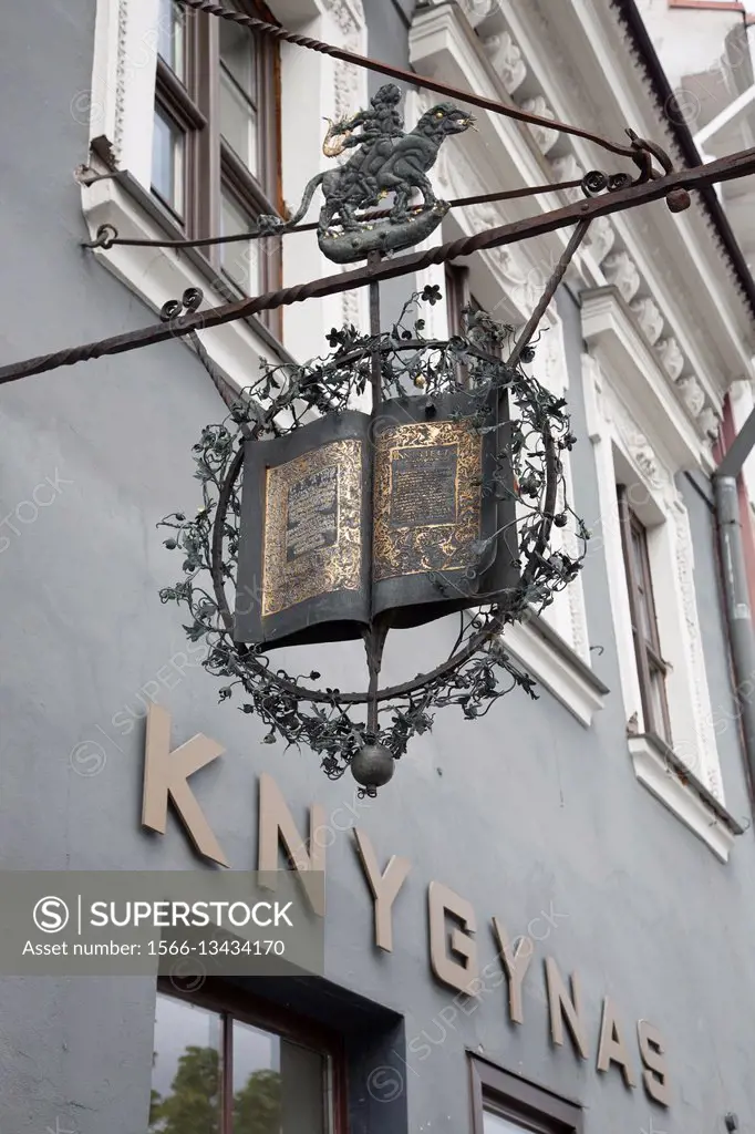 Knygynas Book Shop Sign, Vilnius, Lithuania.