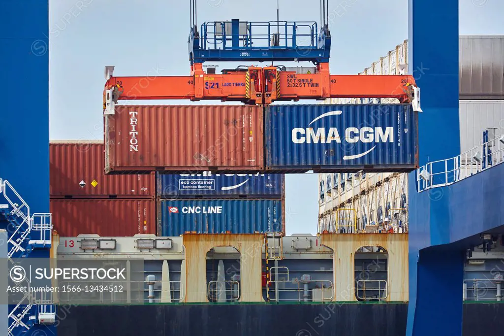 Container terminal, seaport, Cartagena de Indias, Bolivar, Colombia, South America