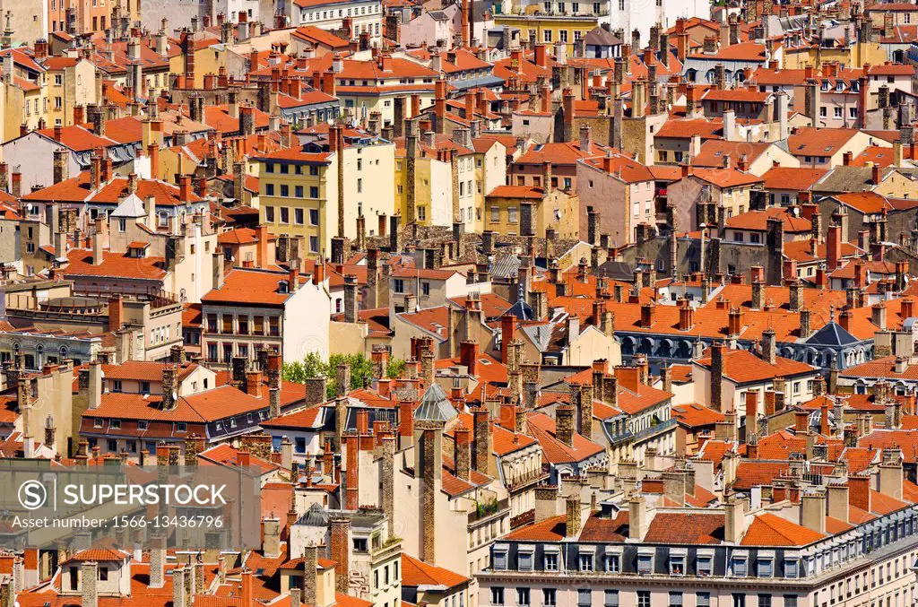 Old town Vieux Lyon from Fourvière Hill, France (UNESCO World Heritage Site).