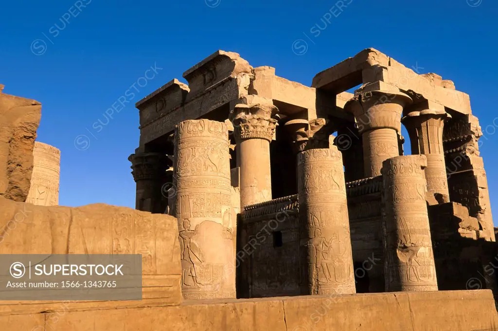 EGYPT, NILE RIVER, KOM OMBO TEMPLE, VIEW OF PRONAOS.