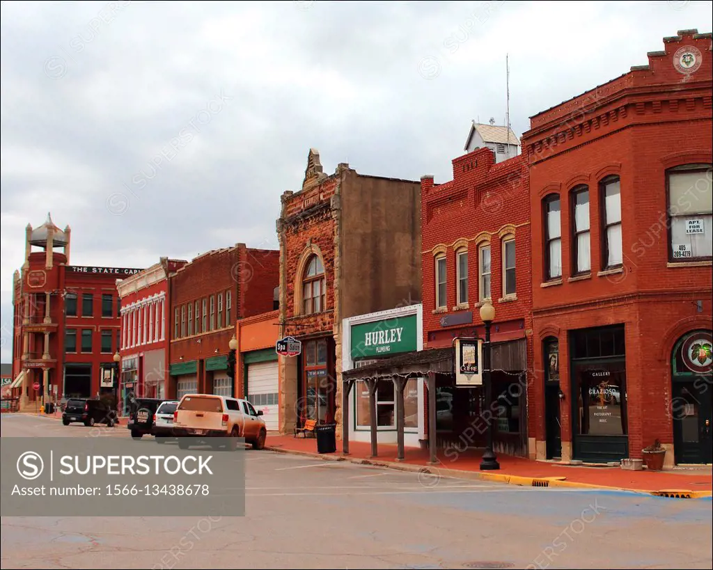 These charming old brick buildings can be found in Guthrie, Oklahoma, USA