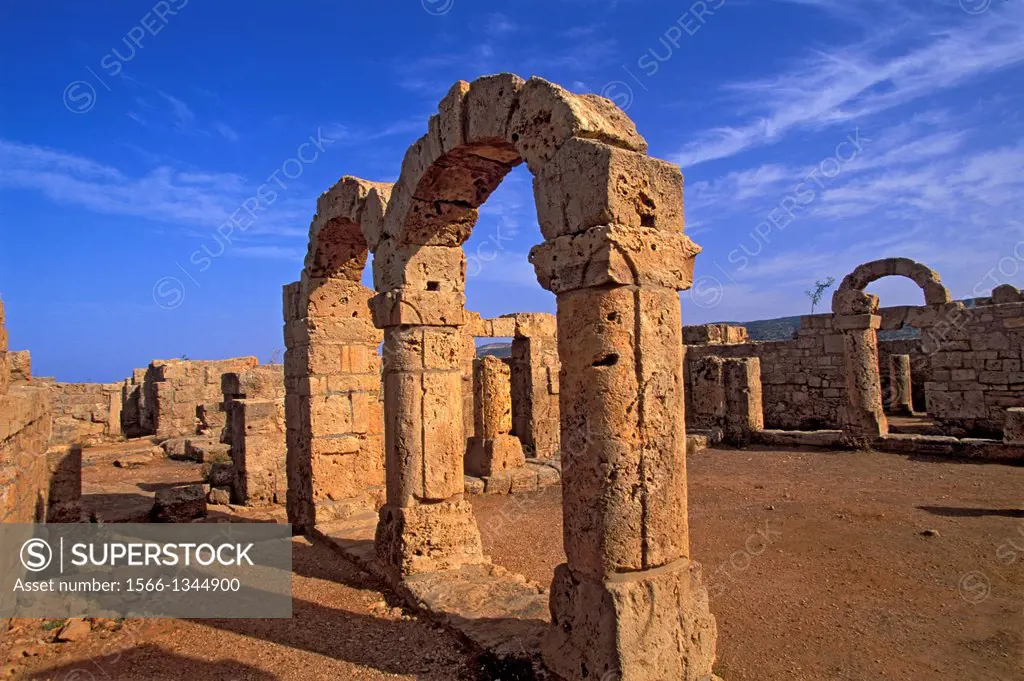 LIBYA, NEAR BENGHAZI, SOUSSA, APOLLONIA, BYZANTINE PALACE.