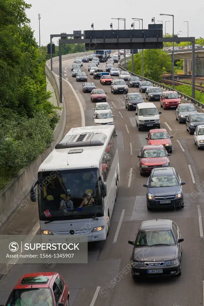 Traffic jam at city motorway, Berlin