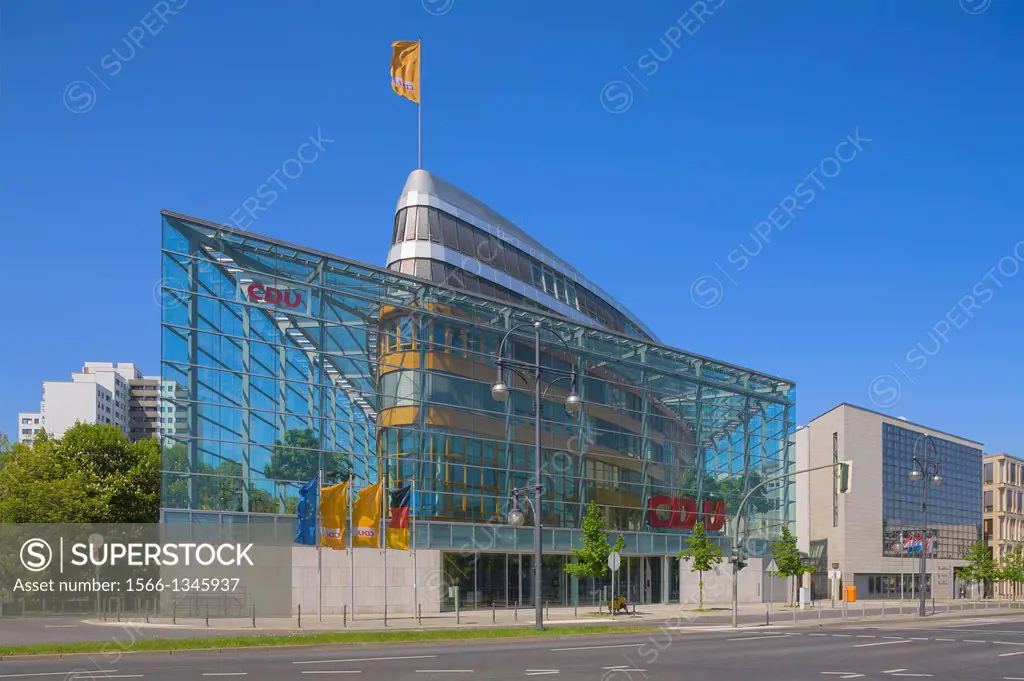 Headquarters of the CDU party in Konrad-Adenauer-House, Mitte (Tiergarten) district, Berlin, Germany, Europe.