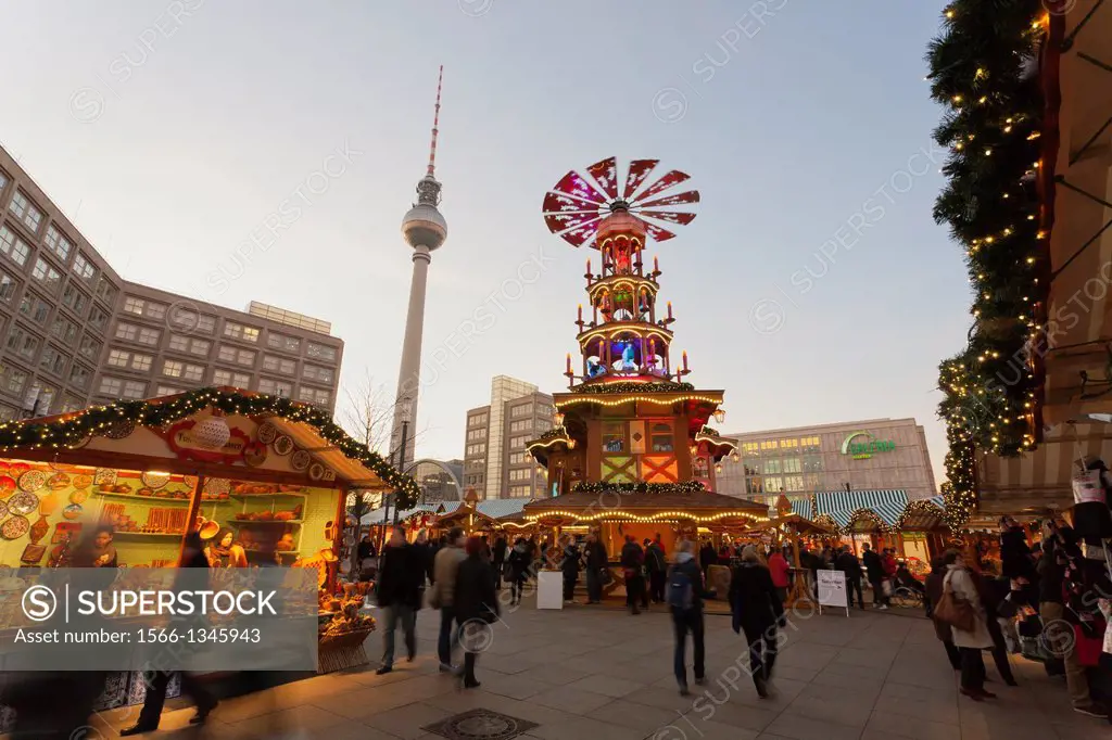 Christmas Market at square Alexanderplatz, Mitte district, Berlin, Germany, Europe.