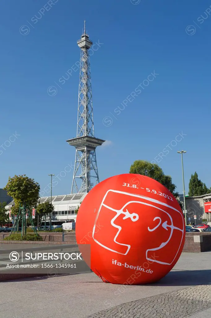 a Balloon with logo for trade fair IFA ""Internationale Funkausstellung"", Consumer Electronics Trade Fair and Radio Tower, Charlottenburg-Wilmersdorf...