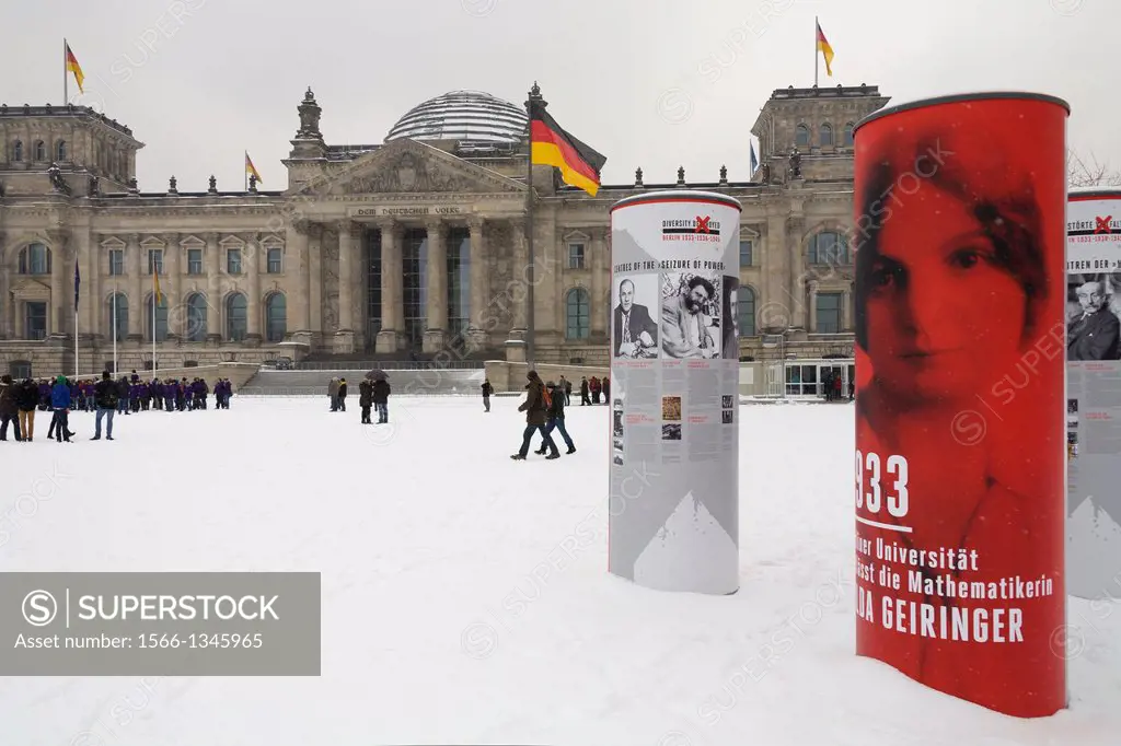 a part of the Portrait Exhibition - destroyed diversity - in the context of the 2013 Berlin topics, here in front of the parliament building ""Reichst...