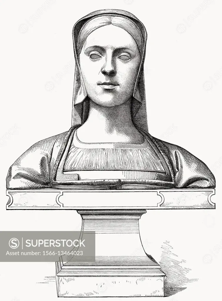 Joanna of Castile, 1479-1555, called the Mad, queen of Castile and Aragon.