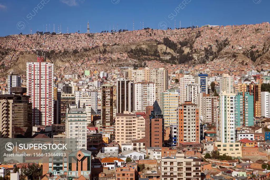 Panoramic view of downtown, La Paz, Bolivia.