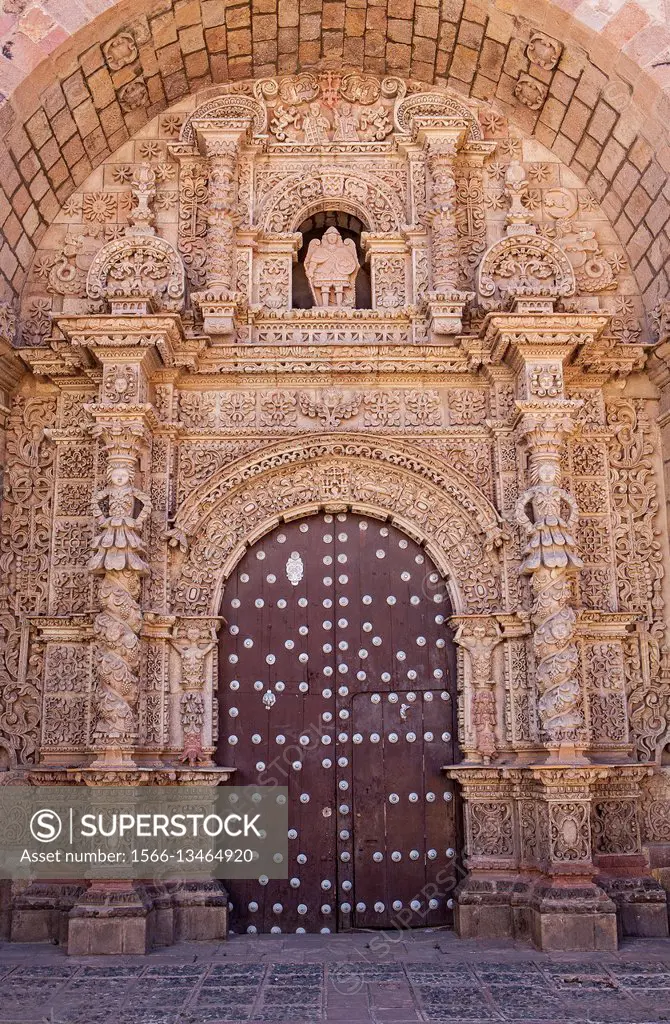 Facade of San Lorenzo church, Potosi, Bolivia.