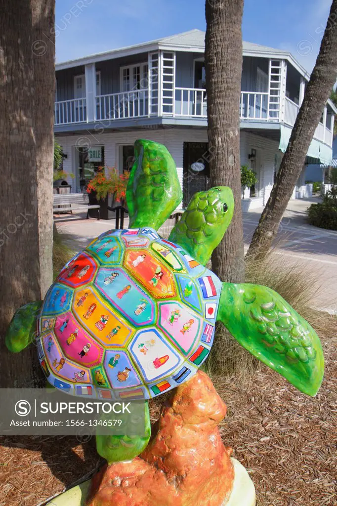 Florida, Vero Beach, fiberglass turtle, art, icon,