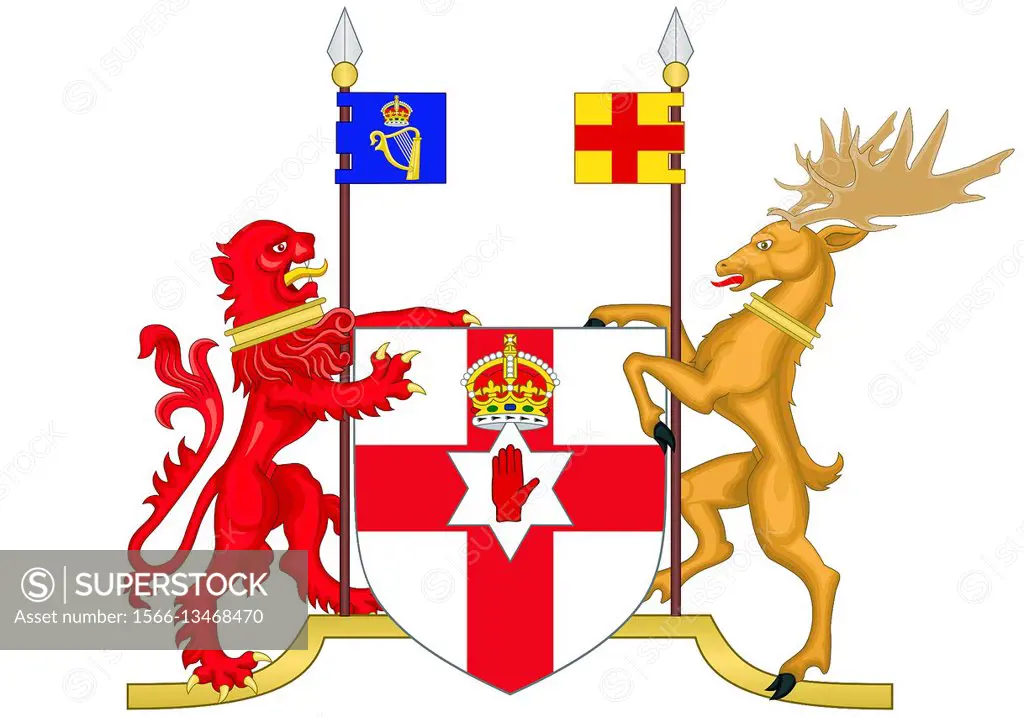 Coat of arms of Northern Ireland in the United Kingdom. Caution: For the editorial use only. Not for advertising or other commercial use!.