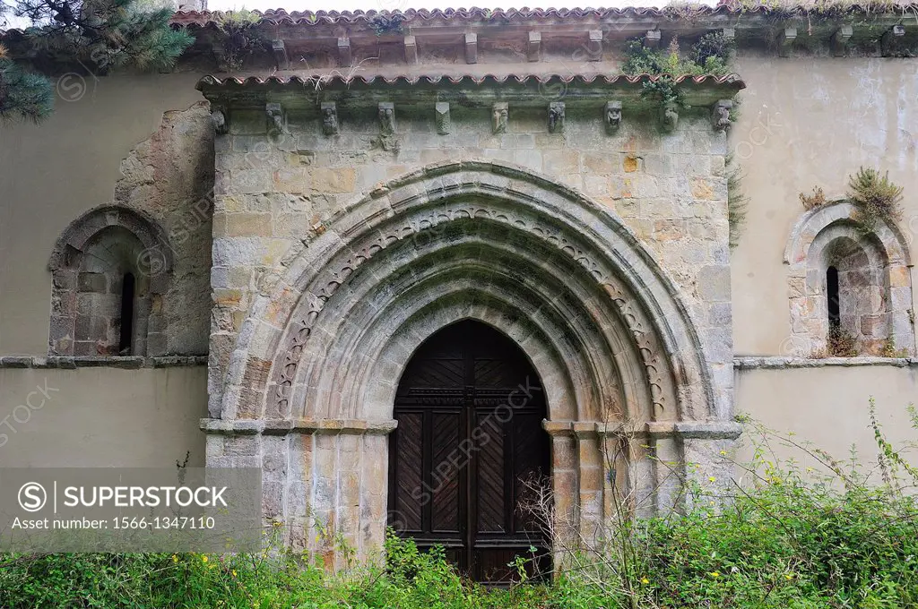 Benedictine Monastery of San Antolin de Bedon XIII century, South Gate. Llanes, Asturias, Spain